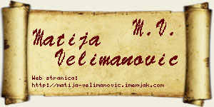 Matija Velimanović vizit kartica